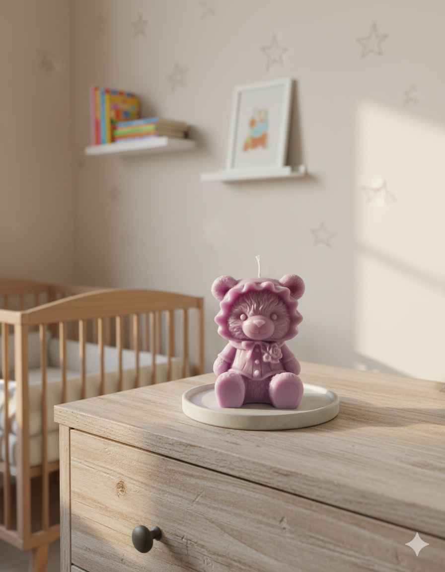 Cute Lady Bear Sculpted Candle