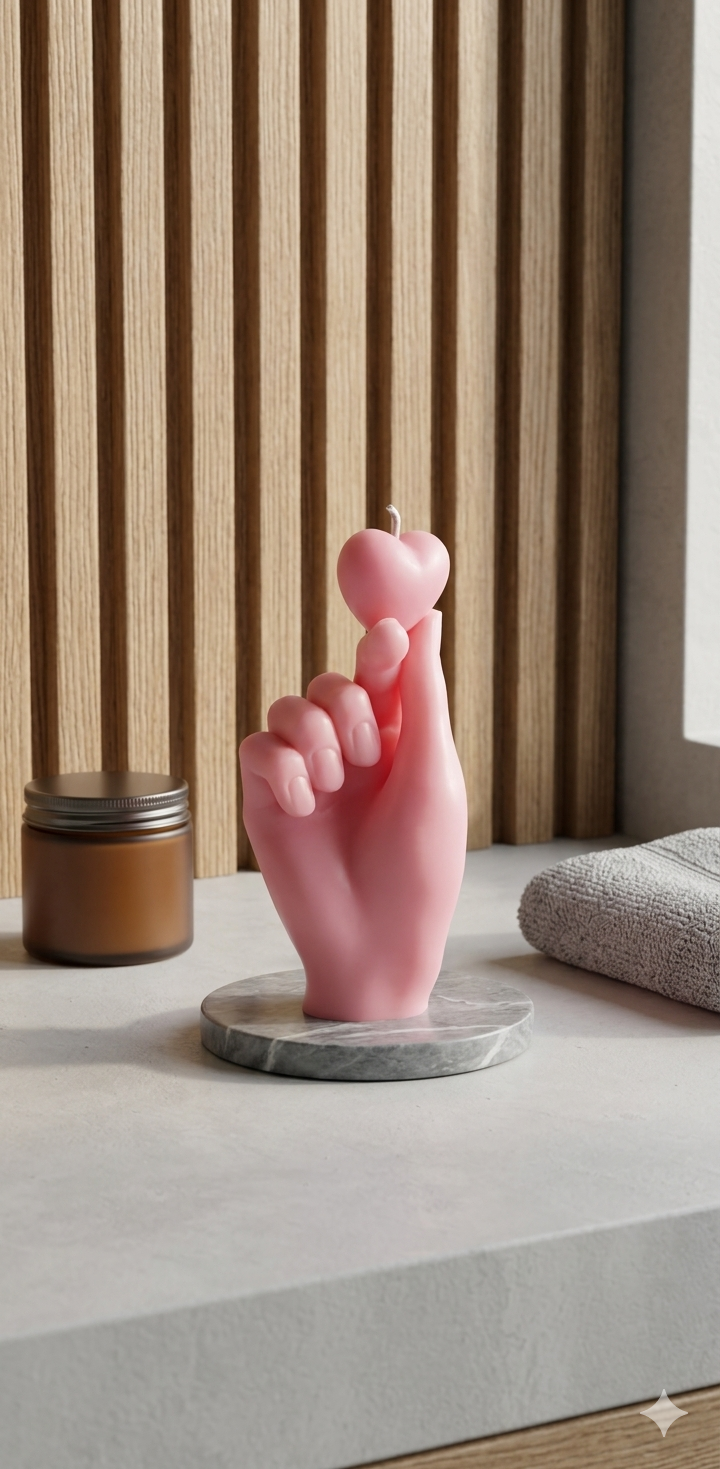 Heart in Hand Sculpted Soy Candle
