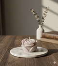Blush Rose Bloom Candle: Sculpted Rose Flower Candle