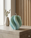 Seafoam Spiral Wave Candle: Sculpted Statement Candle