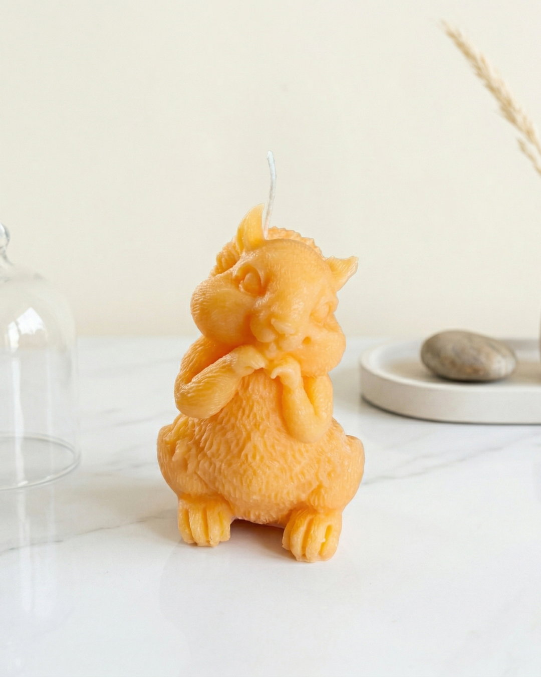 Golden Squirrel Whisper Candle: Sculpted Forest Friend Candle